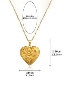Customized Couples Jewelry Stainless Steel Silver & Gold Tone Openable Heart-Shaped Rose Patterned Photo Frame Necklace For Women,Gold,Stylish,Colorful,Vintage,Unisex,Hipster,Simple,Casual,Custom,Personalized,Unique,Ideal Gifts For Him,Ideal Gifts For Her,Her,Boyfriend,Girlfriend,Dad,Mom,Family,Friends,For Anniversaries,For Birthdays,For Graduation,For Prom,For Party,Jewelry Women