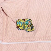 1pc Fun Yellow Bus Pin | Retro And Creative Accessories To Brighten Up Your Outfit! School