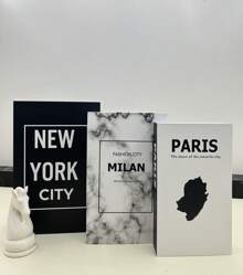 Decorative Book Box Set Organizer For Jewelry And Documents 3pcs Paper - Fwb - NEW YORK CITY - 查看 3