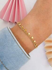 Necklace + Heart Bracelet Kit 18k Gold Plated And 925 Silver Durability Up To 3 Months - Vàng - Xem 4