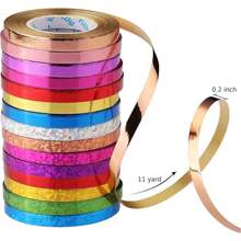 50 卷卷曲丝带，1/5 英寸宽 x 11 码，金属气球绳卷，用于礼品包装，多种颜色丝带，用于蝴蝶结工艺品
