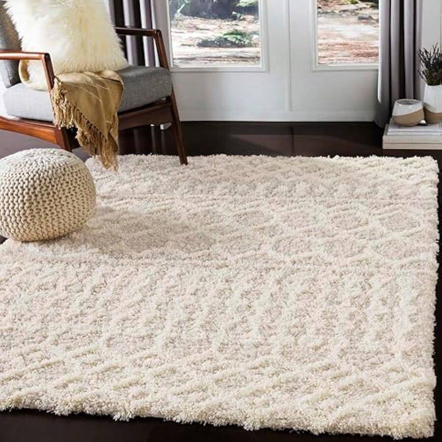 Surya Dubai - Modern Area Rugs Living Room Soft Shaggy Rugs For Bedroom - Abstract Berber Fluffy Rug Easy Care Plush Thick Pile - Large Rug 160x220cm Beige Rug - as pic - View 1