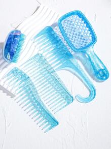 造型梳套装发刷空心宽齿梳头皮按摩梳透明闪光头皮按摩梳头发造型梳 1/2/3/5 件/套，宽齿梳，镂空发梳通风发刷，透明设计，适合美发师和化妆师