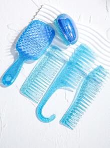 造型梳套装发刷空心宽齿梳头皮按摩梳透明闪光头皮按摩梳头发造型梳 1/2/3/5 件/套，宽齿梳，镂空发梳通风发刷，透明设计，适合美发师和化妆师