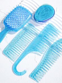 造型梳套装发刷空心宽齿梳头皮按摩梳透明闪光头皮按摩梳头发造型梳 1/2/3/5 件/套，宽齿梳，镂空发梳通风发刷，透明设计，适合美发师和化妆师