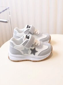 1 Paar Mädchen/Kleinkind Retro Stil lässige Segeltuch Sneakers, bequem, Low-Top, verstellbare Schnürung & Klettverschluss, rutschfeste Außensohle, atmungsaktives Obermaterial aus PU & Textil Futter, geeignet für alle Jahreszeiten