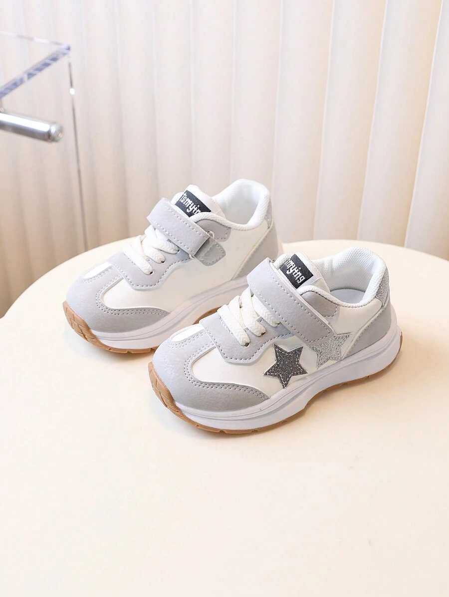 1 Paar Mädchen/Kleinkind Retro Stil lässige Segeltuch Sneakers, bequem, Low-Top, verstellbare Schnürung & Klettverschluss, rutschfeste Außensohle, atmungsaktives Obermaterial aus PU & Textil Futter, geeignet für alle Jahreszeiten