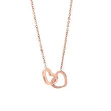 Customized Stainless Steel DIY Engraved Two Interlocking Hearts Necklace, Simple Heart Shaped Pendant Necklace, Personalized Couple Gift For Valentine's Day, New Year, Friend, Non-Fading Fashion Accessory