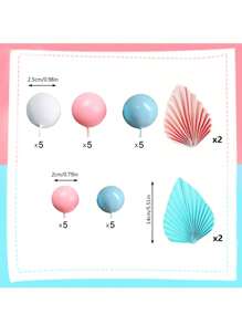 5 - 29 Stück bunte Schaumstoffkugeln als Kuchendekoration, bohemian-stil Kuchendekoration, imitierte Palmblatt-Papier-Fächer als Kuchendekoration, Serien in Blau, Pink, Gelb, Grün oder Lila, geeignet für Taufe, Gender-Reveal-Party, Geburtstag, Rentnerparty, Junggesellinnenabschied für Männer und Frauen, Hochzeitstorte, Valentinstag, vielfältige thematische Kuchendekoration