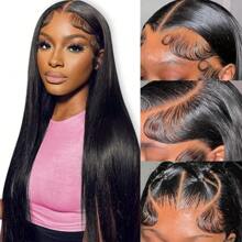 13x4 Straight Lace Front Wigs Human Hair 180% Density Pre Plucked Pre Cut Transparent Frontal Human Hair Wigs For Women With Baby Hair Natural Color