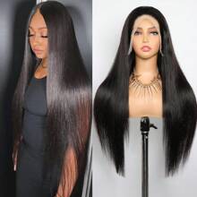 13x4 Straight Lace Front Wigs Human Hair 180% Density Pre Plucked Pre Cut Transparent Frontal Human Hair Wigs For Women With Baby Hair Natural Color