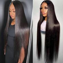 13x4 Straight Lace Front Wigs Human Hair 180% Density Pre Plucked Pre Cut Transparent Frontal Human Hair Wigs For Women With Baby Hair Natural Color