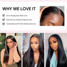13x4 Straight Lace Front Wigs Human Hair 180% Density Pre Plucked Pre Cut Transparent Frontal Human Hair Wigs For Women With Baby Hair Natural Color