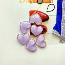 6pcs Glitter Colorful Heart Shaped Decorative Accessories, Clear Resin Components, For DIY, Jewelry, Hair Clips, Shoe Decorations Best Gifts Birthday