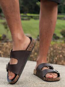 Men's Comfy Retro Open Toe Slippers - Breathable, Non-Slip, Durable PVC Soles, Adjustable Strap, Comfortable Walking Shoes - Suitable For Indoor And Outdoor Use - Burgundy - View 5