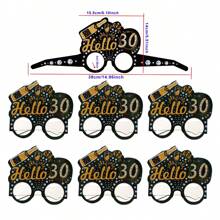 6pcs/Set Gold & Black Birthday Party Glasses For 18th/20th/21st/30th/40th/50th/60th/70th Birthday Photo Props, Suitable For Birthday Parties, Anniversary Celebrations, And Gatherings