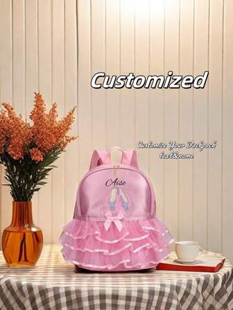 Personaliseer je eigen rugzak danstas, roze kanten dansschoenen geborduurd patroon kleine prinses rugzak schooltas, kan worden gepersonaliseerd met exclusieve naam, letters, geluksgetallen, enz., zeer geschikt voor school dansles, reizen, dagelijkse aanpassing, om vrienden te sturen, dochter verjaardagscadeaus, herdenkingstassen, geschenken, nieuwjaarscadeaus, verjaardagscadeaus, enz. Terug naar school winter cadeau-ideeën jongen meisje Valentijnsdag, multifunctioneel, sierlijk, brief, stijlvol, modern, kleurrijk, kawaii, schattig, schattig, casual, aangepast, gepersonaliseerd, uniek, aangepast, zoon, dochter
