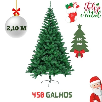 Árvore Natal Grande Verde 210cm Pinheiro 450 galhos