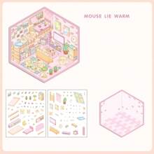 Set de 3 paquetes de pegatinas en miniatura con escenas de dibujos animados, pegatinas 3D de decoración del país de las maravillas, juego de pegatinas divertidas para manualidades para estudiantes - Multicolor - Ver 13