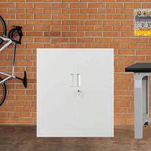 Metal Storage Cabinet With Locking Doors And 2 Adjustable Shelves Small Lockable Storage Cupboard For Home Office Garage White - White-92Hcm - View 8