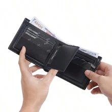 热卖新款时尚复古碳纤维纹理开口拉链短钱包 RFID 多功能大容量名片包信用卡夹零钱包钱包黑色卡夹万圣节钱包小黑钱包零钱包男士钱包圣诞礼物情人节礼物教师节礼物小礼物礼品创意生日礼物送给男士的礼物送给丈夫的礼物 - 黑色 - 查看 11