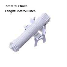 Cuerda de tender la ropa reforzada con núcleo de acero, cuerda de tender al aire libre sin necesidad de taladrar - Multicolor - Ver 6