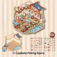 3D Miniature Scene Notebook Stickers, No-Cut Landscape Scene, Cross-Border 3D Stacking Hut Notebook Stickers, Pixel World Landscape Report, Internet Celebrity Landscape 3d Stacking Hut Game, Simulated Store Opening Game, No-Cut Material