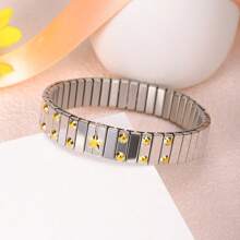 1 件时尚不锈钢弹力意大利手链，多种图案，适合男士和女士 - 彩色 - 查看 11