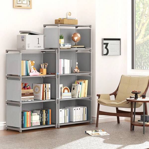 Estante portátil de 6 camadas, organizador de armário, prateleira de guarda-roupa independente com painéis traseiros, solução de armazenamento de cubo multifuncional faça você mesmo para quarto, sala de estar, escritório - maximiza o espaço