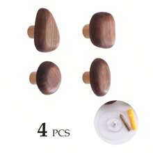 1/4pcs Set, Pebble Shape Wooden Hooks, Bathroom Clothes Hooks, Room Decoration Hooks, Wall Mounted Hooks - Multicolor - View 11