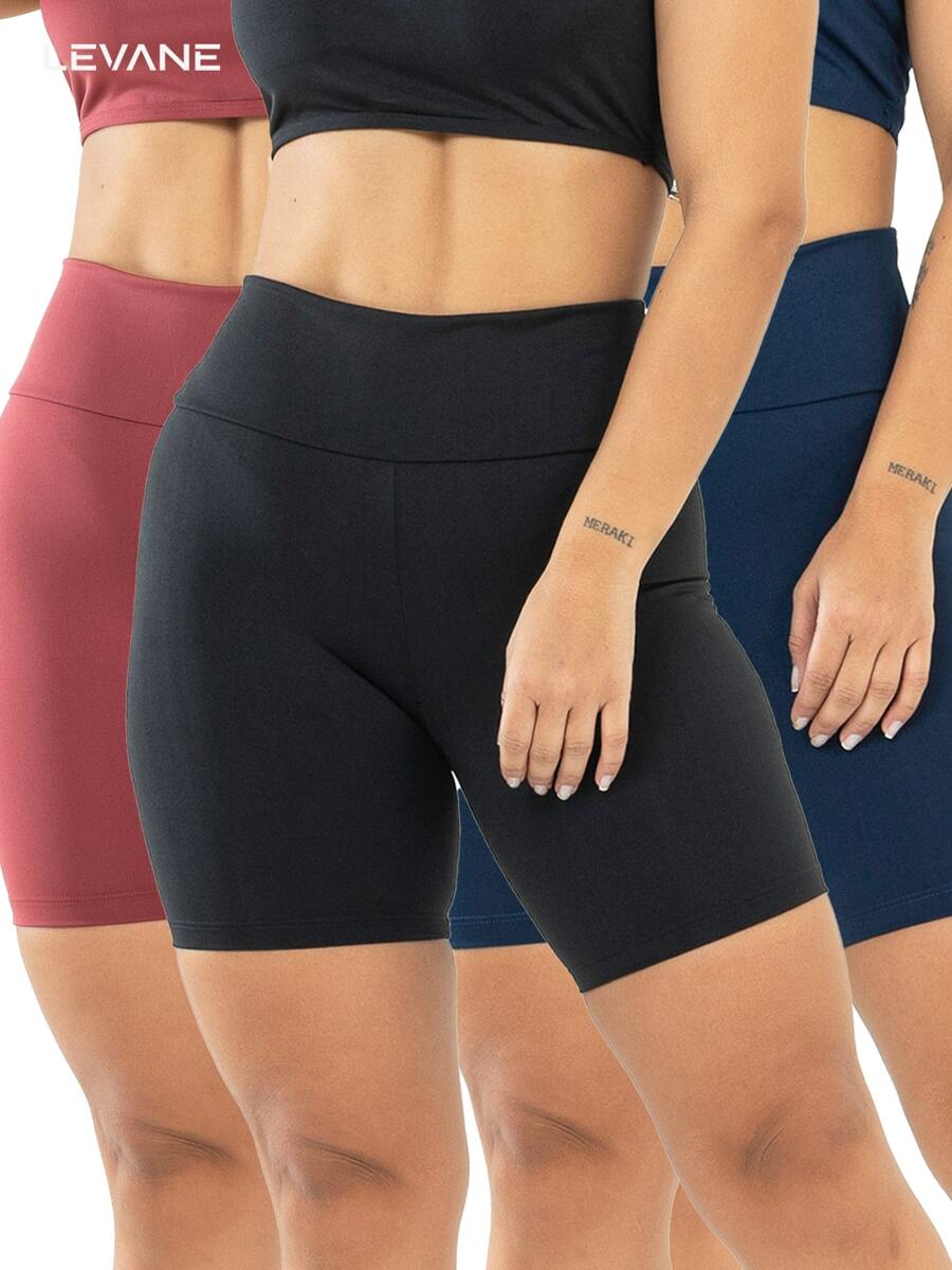 Kit 3 Short Fitness Legging Gym Women - Maroon - View 1
