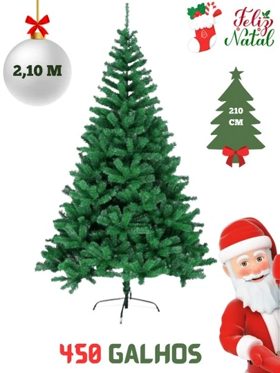 Árvore Natal Grande Verde 210cm Pinheiro 450 galhos