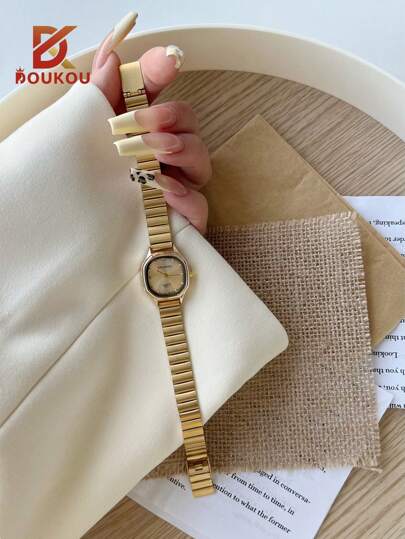 DOUKOU 1PC Women Classic Fashionable Elegant Minimalist Silver Bracelet Stainless Steel Exquisite Small Dial Adjustable Strap Arabic Numerals Quartz Watch Suitable For Daily Wear Holiday Nice Gifts For Female Friend Or Family Fit