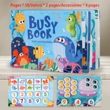 Children's Christmas Gift Paste Book Quiet Book Cognitive BookEnlightenment Early Education Cartoon Quiet Sticker Book Cognitive Quiet Book Animal Ocean Quiet Book Quiet Sticker Book Tear Pull Paste Quiet Book - Multicolor - View 14