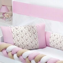 Baby Magic Island Kit Protetores Berço+ Ninho Bebê Casulo Menina Jardim Floral-7 peças