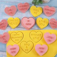 10/5PCS Valentine's Day Heart Biscuit Cutters 3D Embosser Set For DIY Cartoon Biscuit Molds, Pressable Biscuit Stamps, Pastry Bakeware For Baking And Decorating, Kitchen Accessories For Creative Treats, Perfect For Valentine's Biscuit, Cakes, And Special Occasion Desserts - Multicolor - View 6