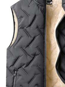 Stand Collar Padded Vest, Warm Versatile Cold-Proof Thickened Waistcoat - Black - View 4