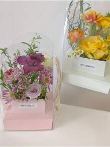 1/5pcs, Hand Flower Box, Transparent Waterproof Flower Packaging Box, Flower Tote Bag, Flower Art Flower Arrangement Box, Mother's Day Flower Box, Florist Supplies Package Flower Material, Small Business Supplies, Party Favors Valentine's Day