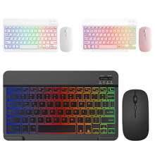 Combo de teclado inalámbrico Bluetooth 3.0 ultradelgado con retroiluminación de 7 colores y ratón inalámbrico Bluetooth, recargable, compatible con iOS, Android, tabletas y smartphones con Windows - Multicolor - Ver 1