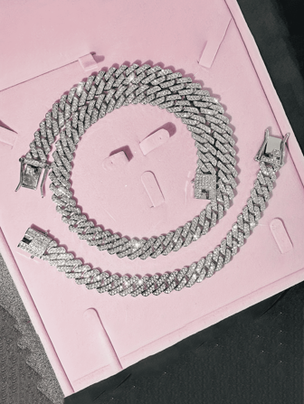 嘻哈朋克简约链合金闪亮 Y2K 风格摇滚街舞银色项链手链套装适合情人节礼物男女时尚珠宝、妈妈、母亲、母亲节、礼物