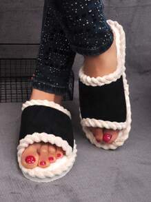 Pantoufles d'intérieur à orteils ouverts confortables et à la mode pour femmes, toutes saisons, compatibles pour couples