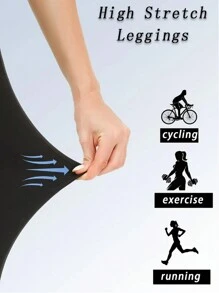 高腰喇叭裤，带口袋的紧身裤，适合跑步瑜伽运动，女士服装 - 黑色 - 查看 7