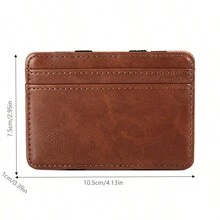 魔术双折 PU 皮革创意钱包 男士零钱包 短款卡包 男士礼物 情人节 - 棕色 - 查看 5