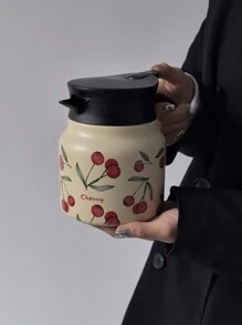 1pc 800ml Stainless Steel Double-Layer Vacuum Insulated Coffee/Tea Pot With Cherry Blossom Pattern, Suitable For Office, Restaurant, Outdoor, Christmas, Valentine's Day, Mother's Day And Other Holidays Gift - Multicolor - View 3