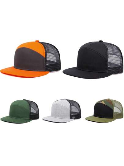 1pc Fashionable Minimalist Solid Color Flat Brim Baseball Cap,Unisex Outdoor Breathable Mesh Sports Cap, Casual Versatile