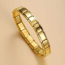 1 件时尚不锈钢弹力意大利手链，多种图案，适合男士和女士 - 彩色 - 查看 14