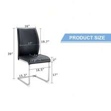 Luxury Simple Arch Chair - Set Of 2 Black PU Material High Resilience Dining Chair With Arched Metal Silver Leg.