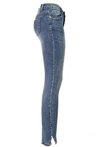 Laphilo Jean en jean pour femme avec 5 poches et fermeture sur le devant avec fermeture éclair et bouton.