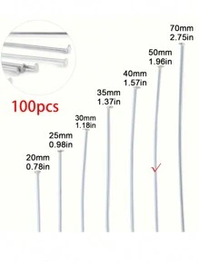 500 件/100 件 20-70 毫米不锈钢平头针 T 形针/9 字形针 - 不褪色、可弯曲、DIY 珠宝制作配件，适用于手工手链、项链、耳环工艺 - 彩色 - 查看 11