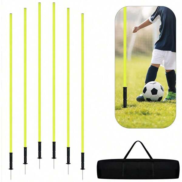 VA-Cerulean Slalomstangen Set Slalom Poles Trainingsstangen Agility Set, Federgelenk abnehmbar 1.5m/1.8m, mit Tragetasche & Metallspitze für Fußball & Koordinationstraining